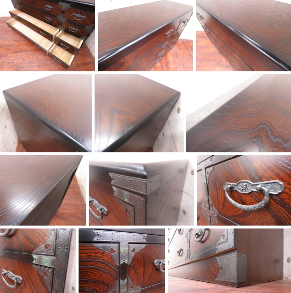 欅箪笥 飛鳥工芸家具 飛鳥民芸 高級家具メーカー HA132 4段 □美品