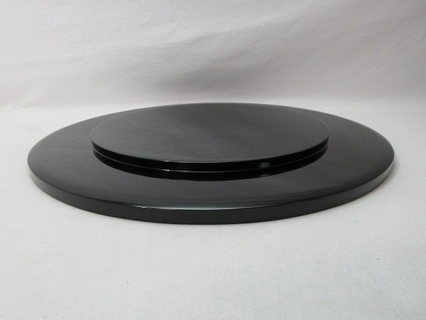 305710【 美品 茶道具 輪島塗 丸盆 直径約39.5cm 木製漆器 黒内朱