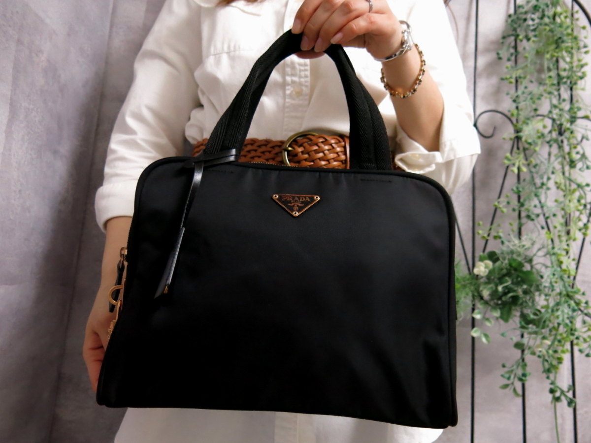 良品 プラダ PRADA ハンドバッグ BN0187 - ナイロン 黒 バッグ PRADA