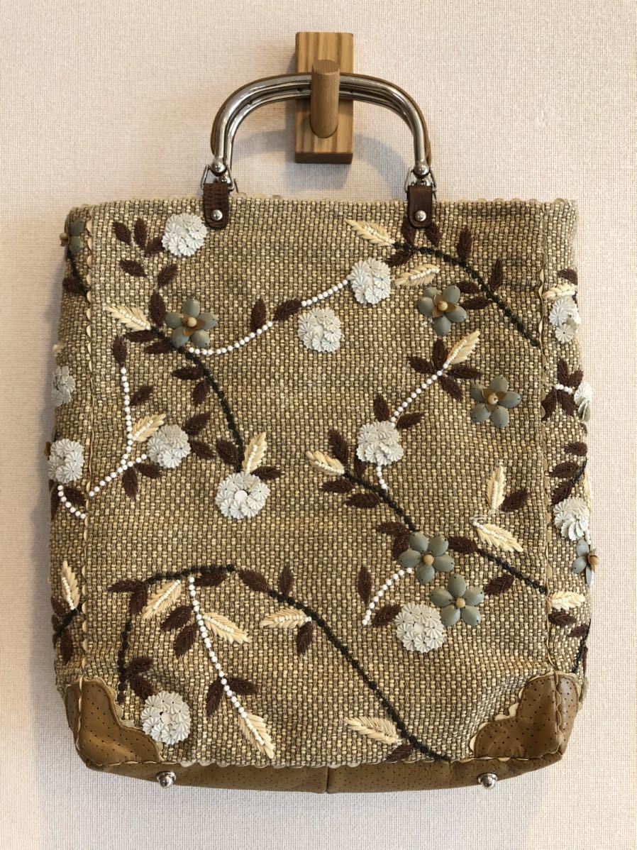 JAMIN PUECH ジャマンピュエッシュ トートバッグ スパンコール 刺繍 JAMIN PUECHジャマン・ピュエッシュ 手刺繍 繊細な刺繍 鳥・花々