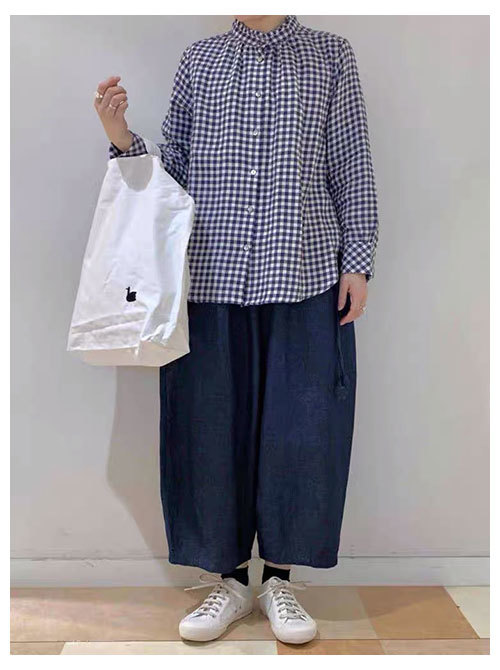 ◆ステッチングがポイント◆レディース ゆったり イージーリネンコットンデニムパンツ◆麻 ワイド ジーンズ リンネル クウネル 天然生活