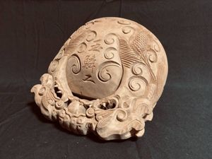 古美術 根付 netsuke 骨董 骨董品 彫刻 双魚戯珠紋根付 在銘 提げ物 