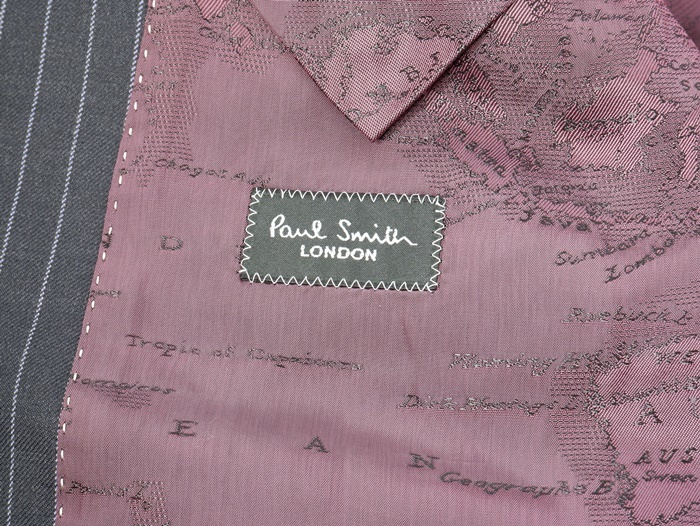 PAUL SMITH LONDONポールスミス 裏地世界地図柄ストライプ2Bテーラード