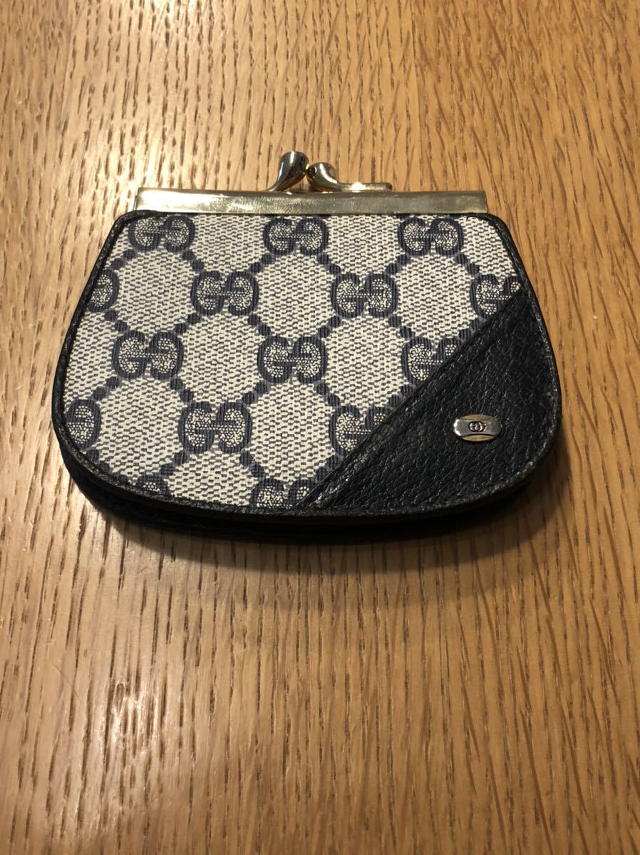 美品 オールドグッチ GUCCI GG柄 がま口 コインケース 小銭入れ PVC
