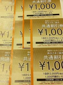 西武ホールディングス 株主優待券 共通割引券 10000円分