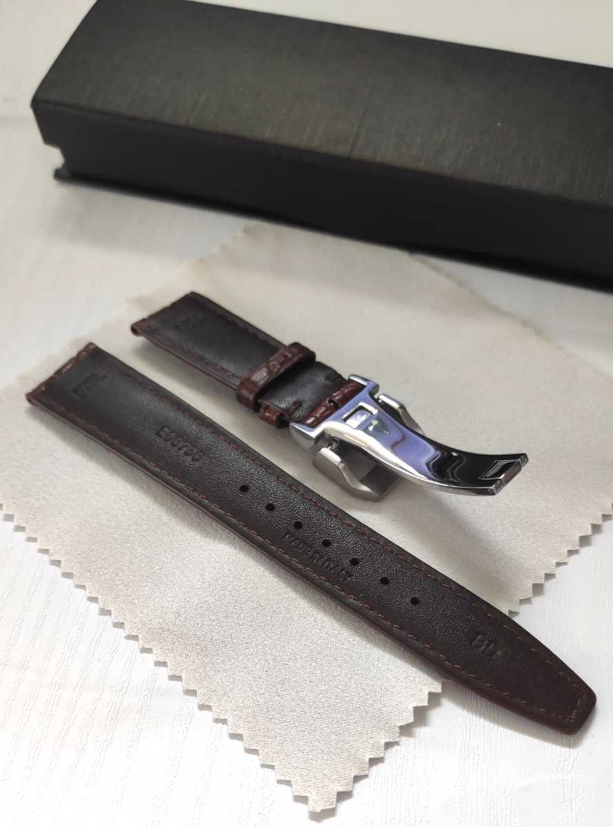 腕時計 交換用 クロコダイルレザー ワニ革ベルト 20mm ブラウン 茶 D