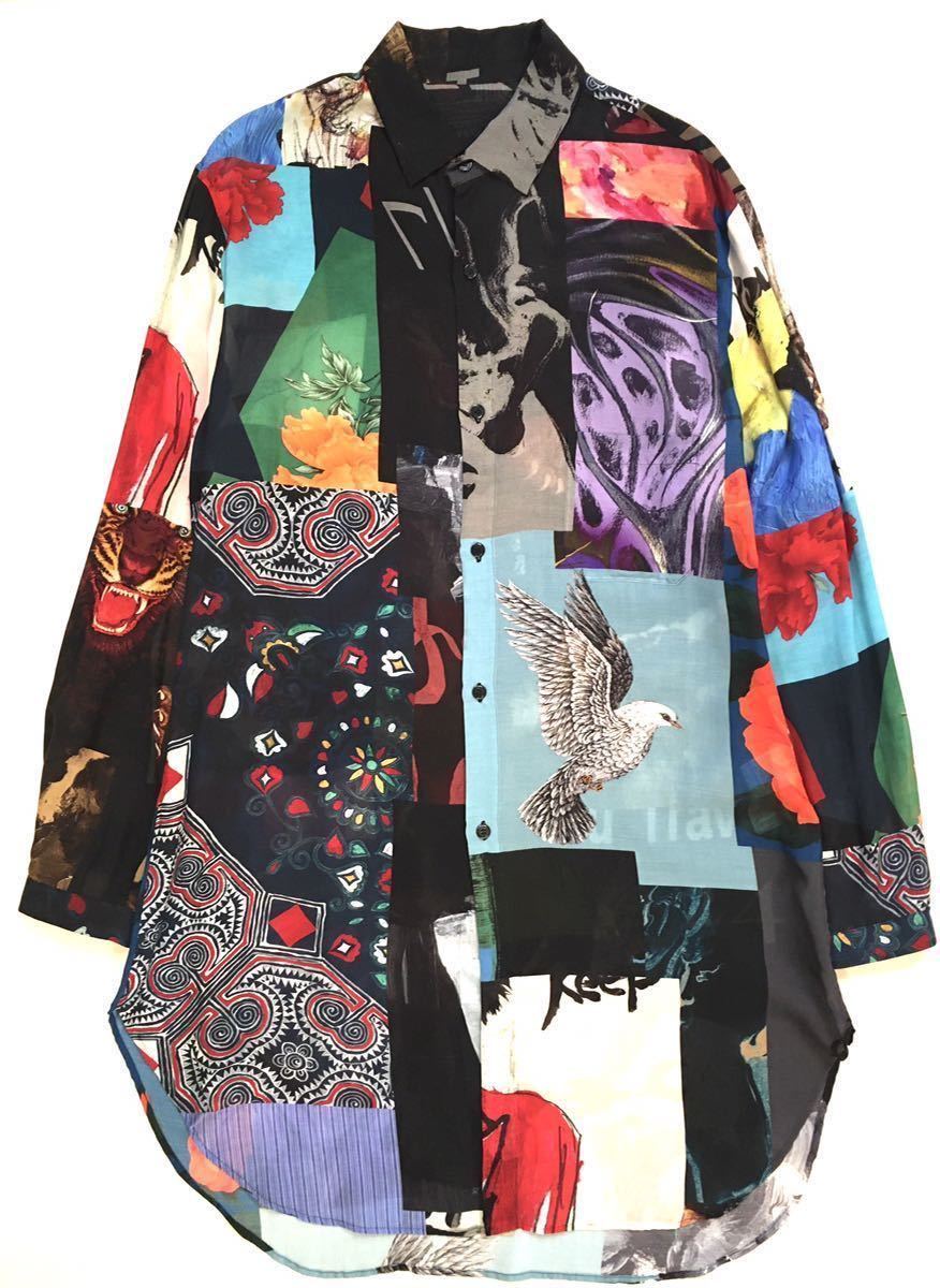 BLACK Scandal YOHJI YAMAMOTO パッチワークプリントロングシャツ(長袖  