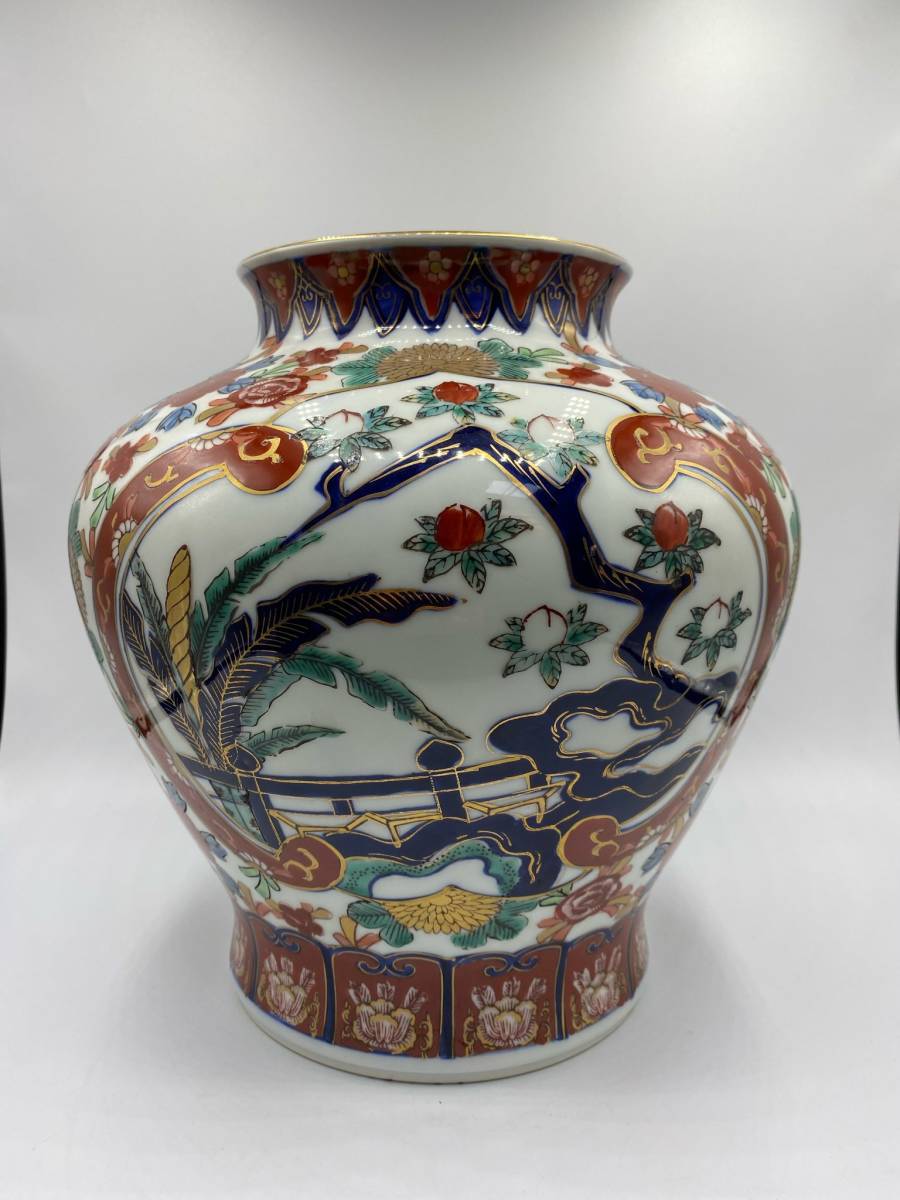 B23 伊万里焼 秀峰銘 花瓶 花器 花入れ 花生け 飾壺 壺 金彩色絵