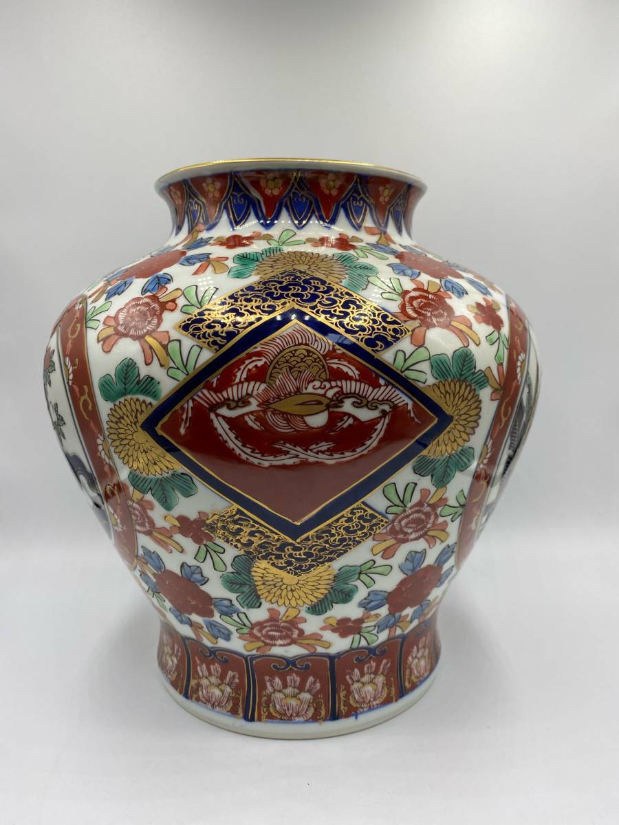 B23 伊万里焼 秀峰銘 花瓶 花器 花入れ 花生け 飾壺 壺 金彩色絵