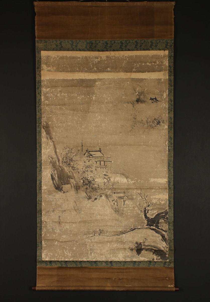 【模写】【一灯】pt8598〈狩野常信〉大幅 水墨山水図 江戸時代前期 木挽町狩野派