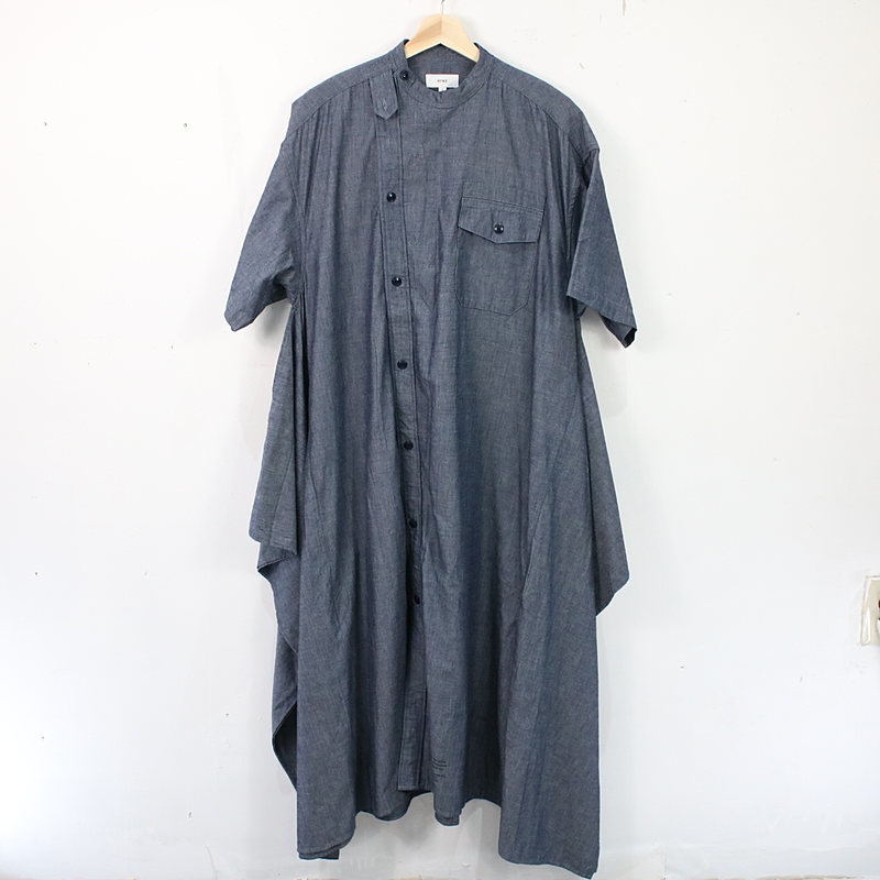 【美品】 HYKE / ハイク | 2020SS | シャンブレーグランダッドシャツワンピース | 1 | ネイビー | レディース HYKE - シャンブレー SHIRT (15256) ニット