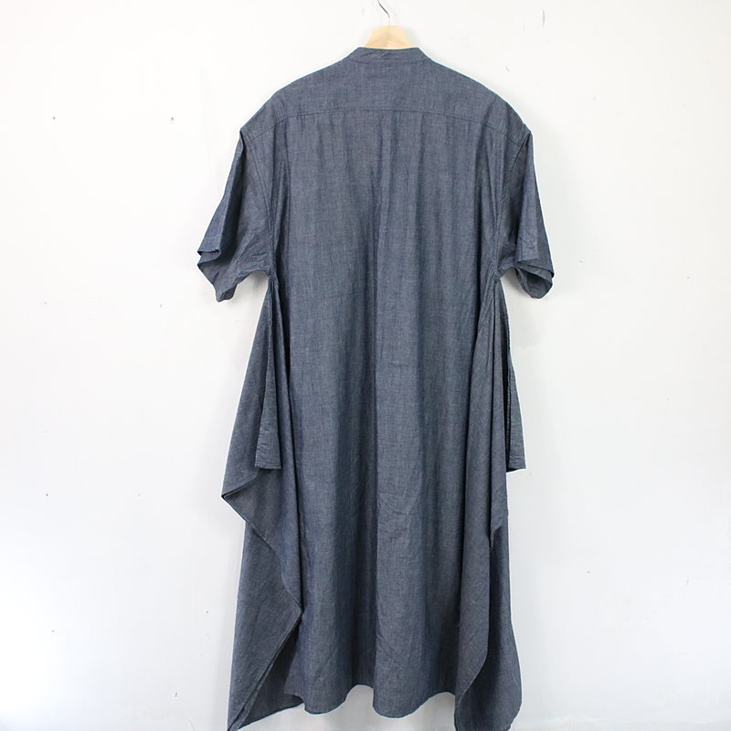 【美品】 HYKE / ハイク | 2020SS | シャンブレーグランダッドシャツワンピース | 1 | ネイビー | レディース HYKE - シャンブレー SHIRT (15256) ニット