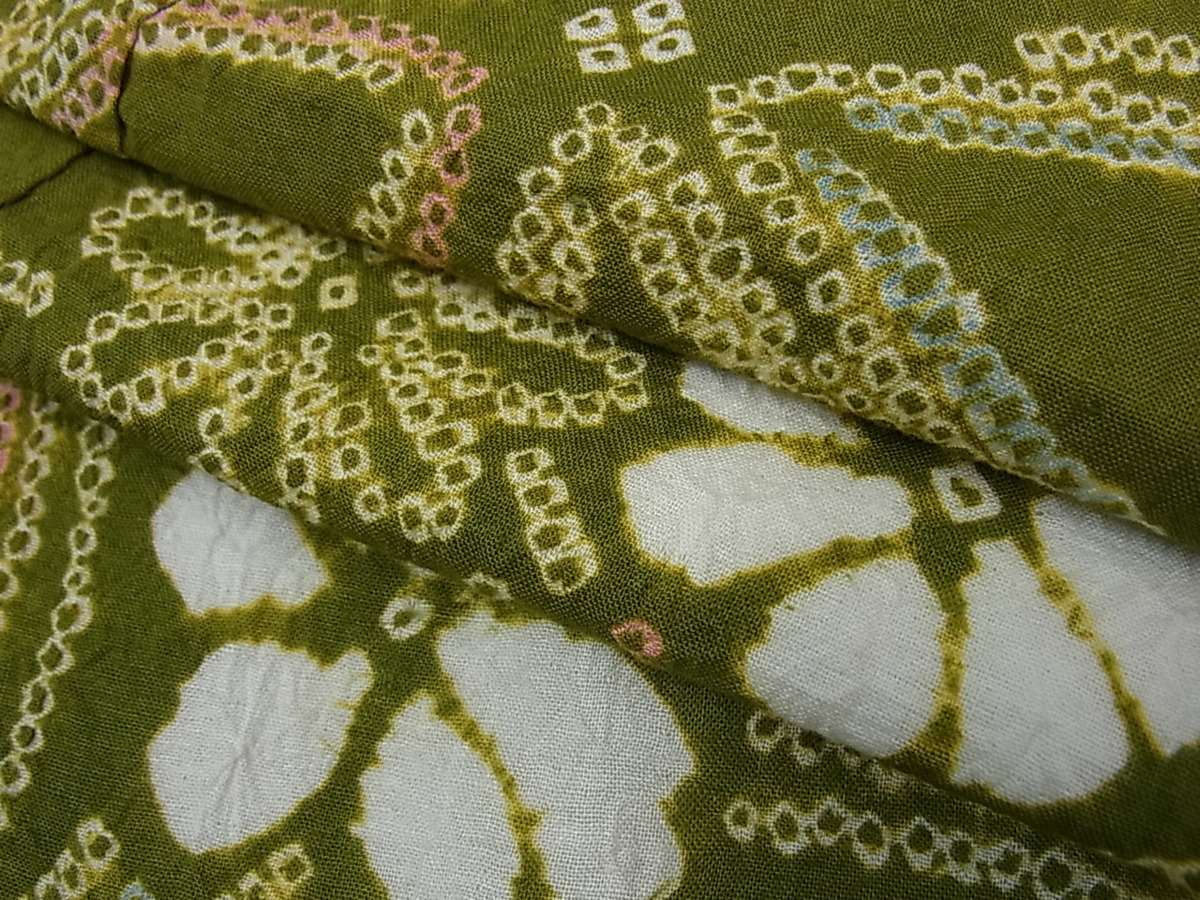 花美人■夏物　有松鳴海絞り　浴衣　伝統工芸品　夏風と舞う華麗な草花　綿　逸品　2g3225