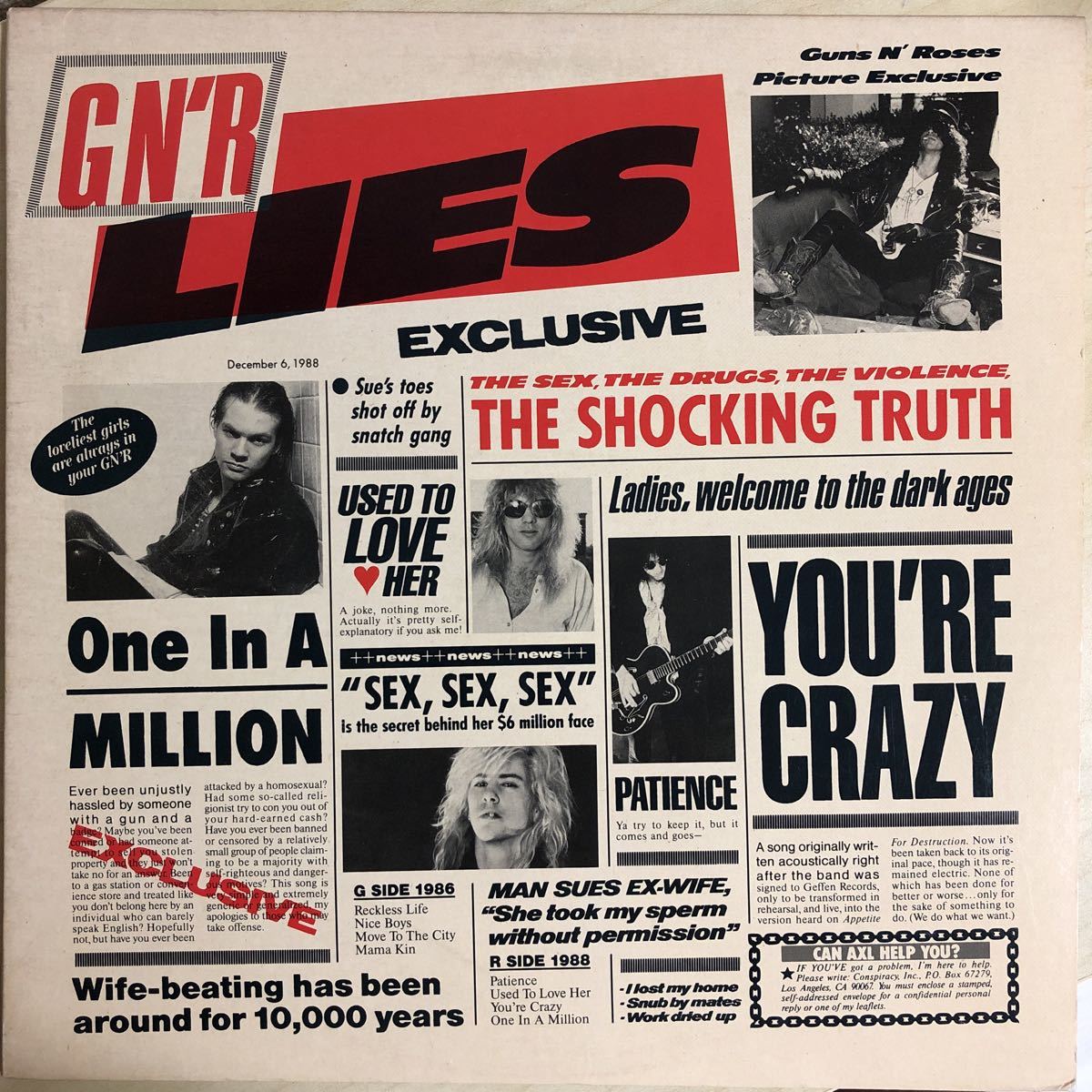N' Roses Guns G Lies R LP ROSES レコード USオリジナル盤 – GUNS