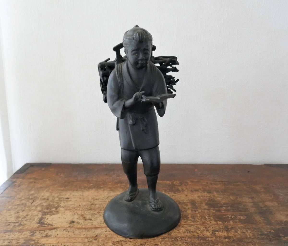 人気，低価 3080◎光山作 二宮金次郎像 銅像 二宮尊徳 現状品 高