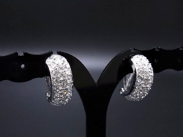 1円 ■極美品■ SWAROVSKI スワロフスキー ラインストーン クリップ式 イヤリング 耳飾り アクセサリー シルバー系 M4612Ck