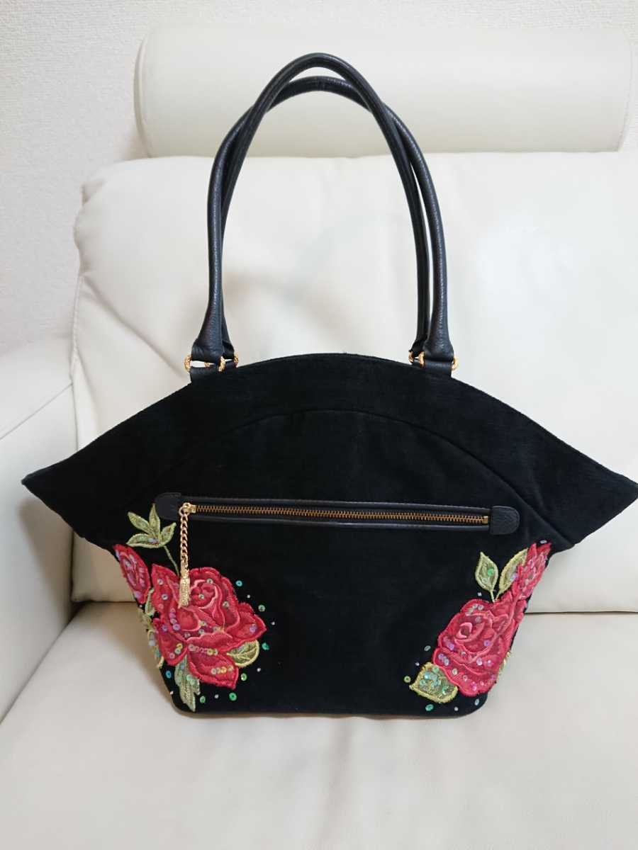 極上美品【Think Bee! シンクビー】薔薇 バラ ハンドバッグ トート 