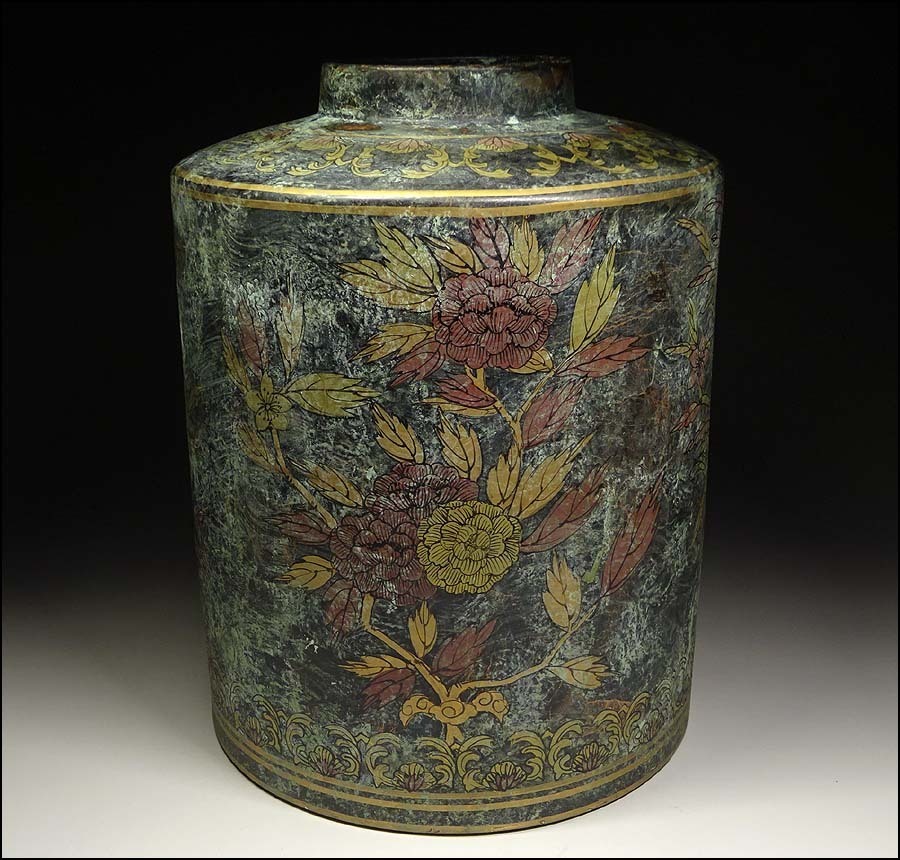 緑屋xt□ 中国 陶製 色絵 花瓶 高約30cm 唐物 時代物 i2/6-