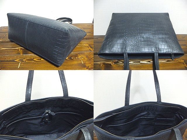 【美品】ユナイテッドアローズ　トートバッグ　クロコ型押し　大容量　A4　PC可能 大容量 トートバッグ クロコ型押し UNITED 美品ユナイテッドアローズ