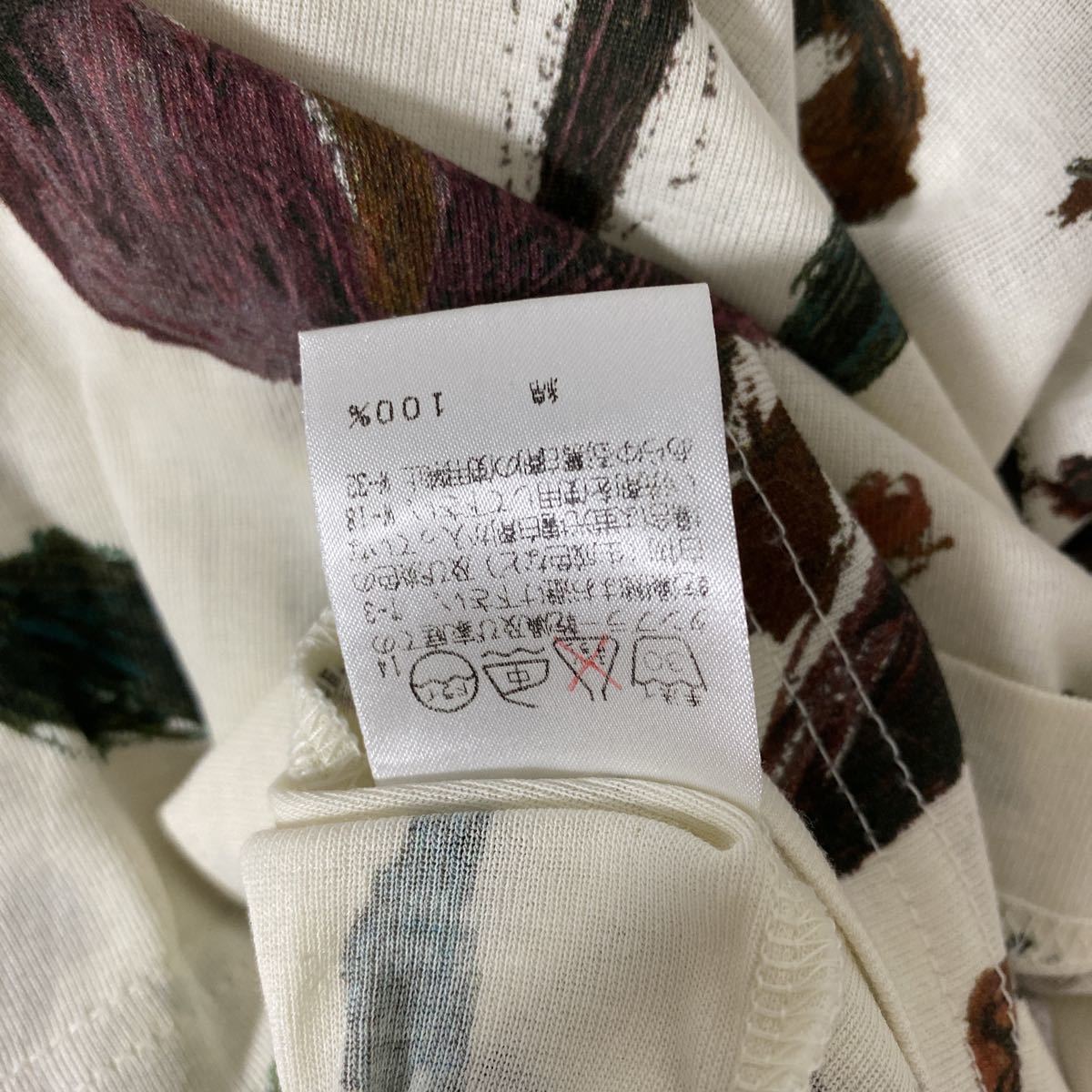 美品 イッセイ ミヤケ メン 花 柄 ヘンリーネック T シャツ M ISSEY 