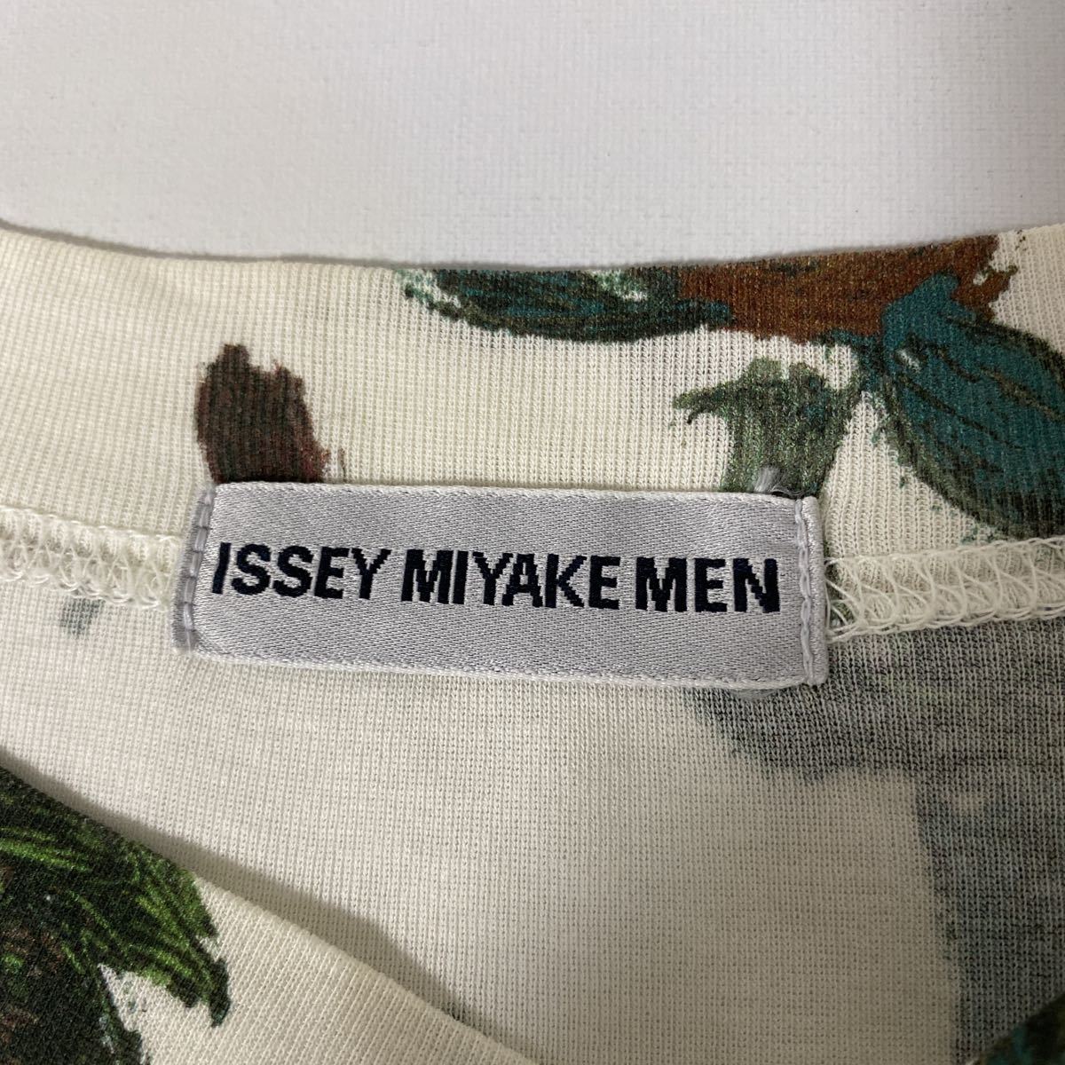 美品 イッセイ ミヤケ メン 花 柄 ヘンリーネック T シャツ M ISSEY 