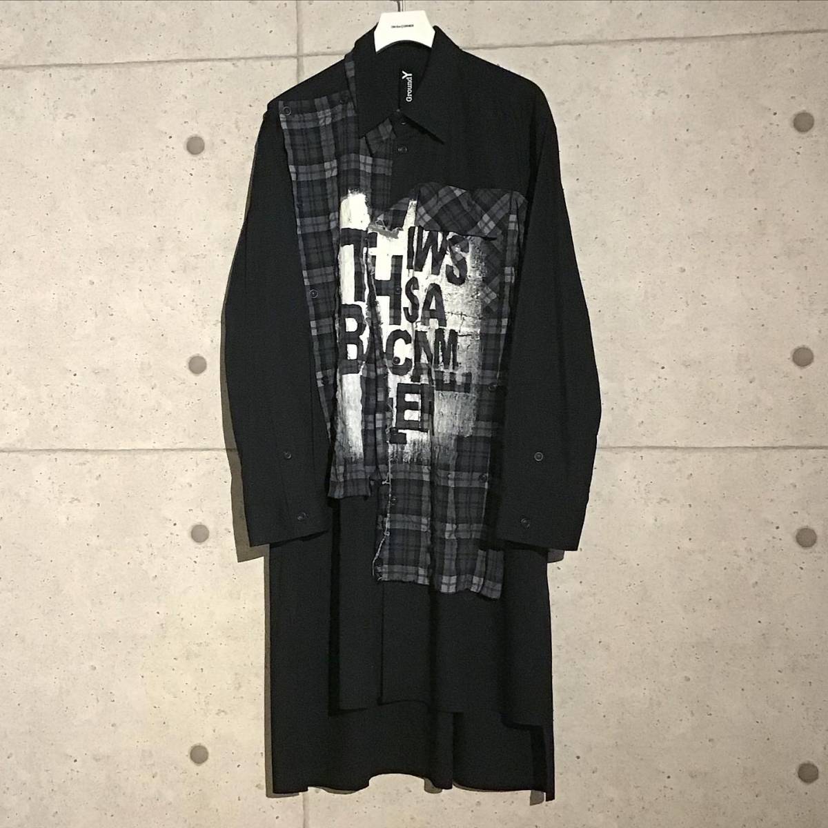 ONtheCORNER ITEM No.760/GroundY グラウンドワイ Sandwich Long Shirt 2021ss YohjiYamamotoPOURHOMME ヨウジ オム 1円スタート 美品