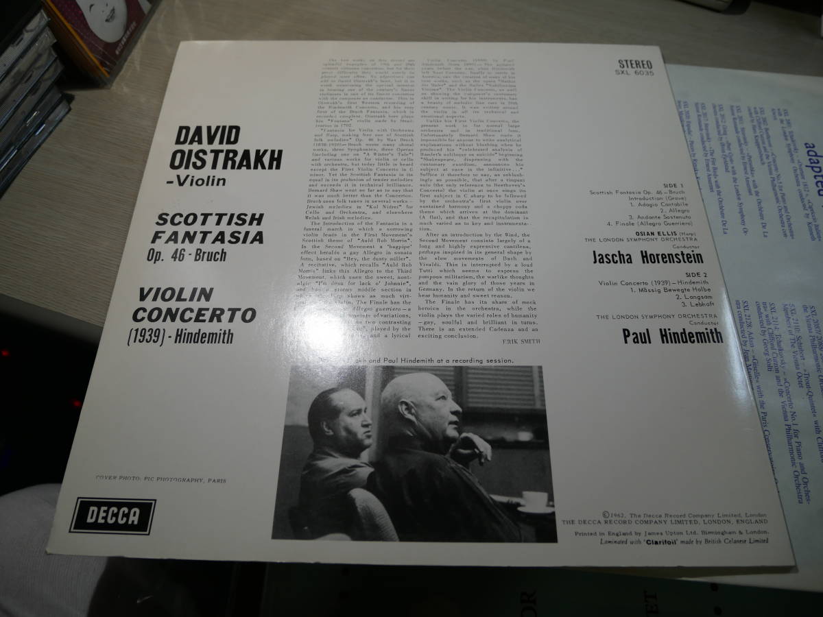 大得価,新作 オイストラフ,DAVID OISTRAKH,HORENSTEIN & HINDEMITH,LSO/BRUCH & HINDEMITH(DECCA SXL 6035 SPEAKERS CORNER RE 180g AUDIOPHILE LP