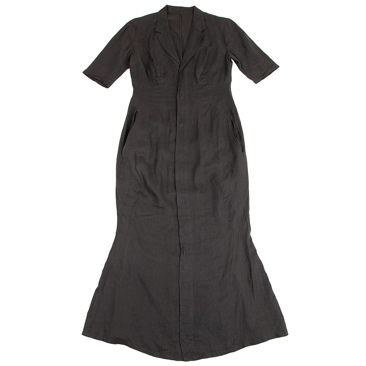 ヨウジヤマモト ファムYohji Yamamoto FEMME リネンロングジャケットワンピース モスグリーンS