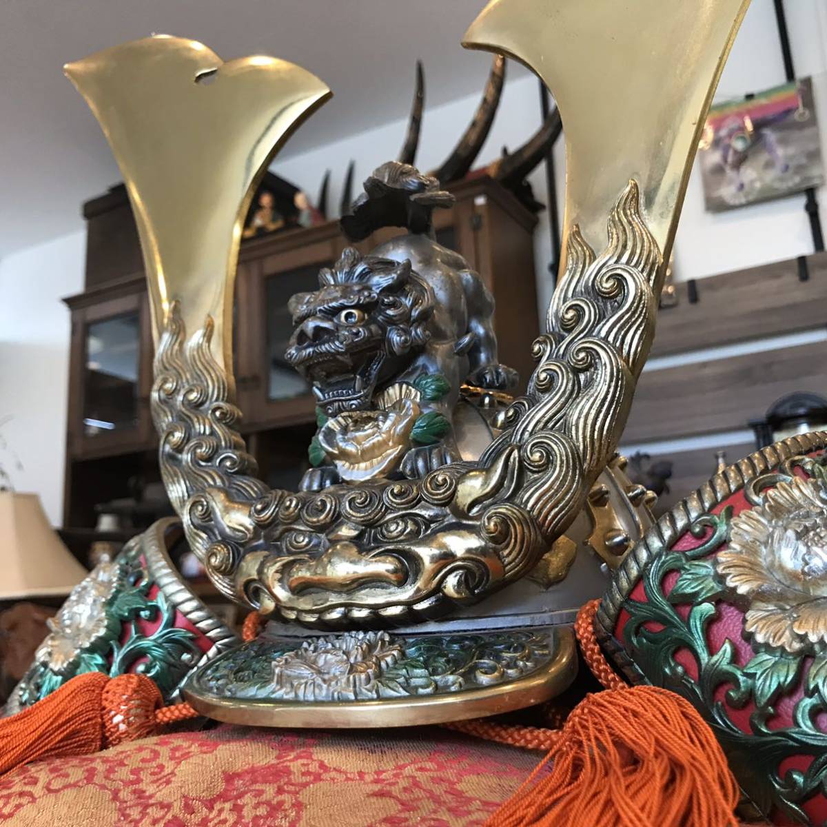伝統鋳芸　出世　獅子兜 瑞島謹製 - 伝統鋳芸 | 兜飾り Yahoo!オークション 獅子兜」 「獅子