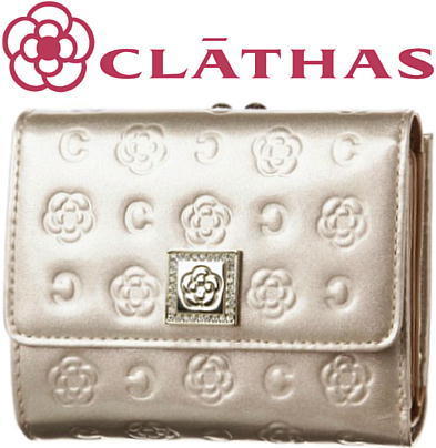 CLATHAS（クレイサス）がま口二つ折り財布【ベティー】牛革 ベージュ
