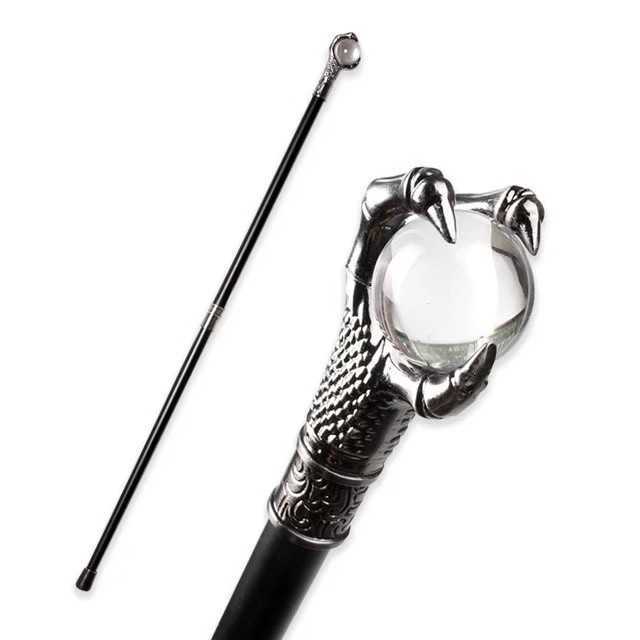 ステッキ 杖 ドラゴン シルバー つえ さざれ石 木製 魔法の杖 26cm