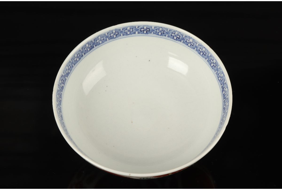 URA 富貴佳器/赤絵金彩花草文菓子鉢/4-h-328 検 骨董/中国/唐物/古玩