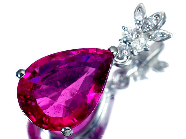 1円～【ジュエリー極】妖艶ピンキッシュレッドカラー！天然ルベライト2.71ct＆ダイヤモンド0.08ct 高級K18WGヘッド t1277ii【送料無料】