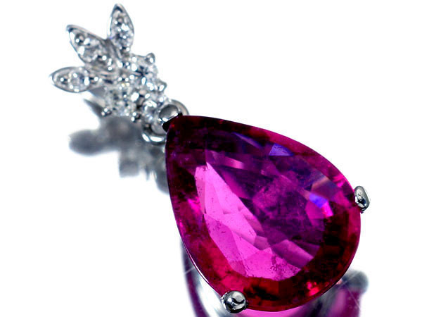 1円～【ジュエリー極】妖艶ピンキッシュレッドカラー！天然ルベライト2.71ct＆ダイヤモンド0.08ct 高級K18WGヘッド t1277ii【送料無料】