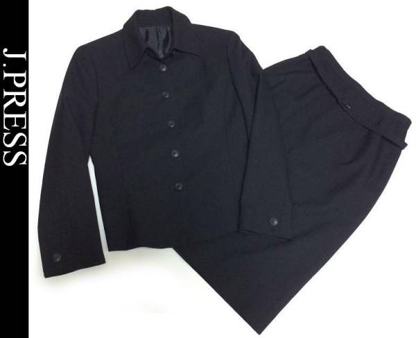 【美品】J.PRESS(ジェイプレス) スカートスーツ 7号 綾織ウール