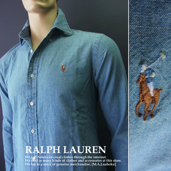 2690新品★RALPH ラルフローレン★胸ロゴデニムシャツ★S★