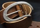 日本製・100％ベジタブルタンニン染色・極厚本革ベルト・茶新品