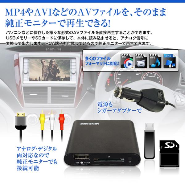 車載用HDMIマルチメディアプレーヤー フルHD動画対応。