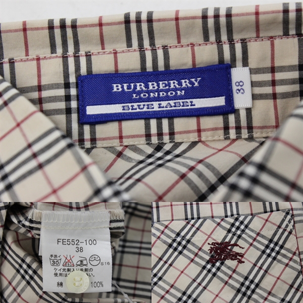 1円 バーバリーブルーレーベル チェック柄シャツ 38 レディース