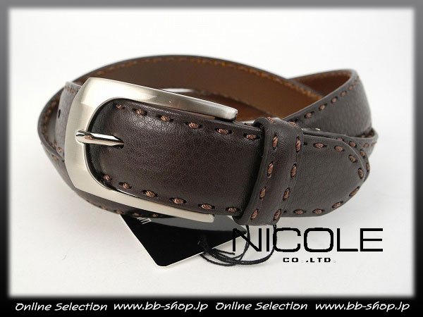 ◆8785◆NICOLE ニコル 新品牛革レザーベルト/茶/フリーサイズ