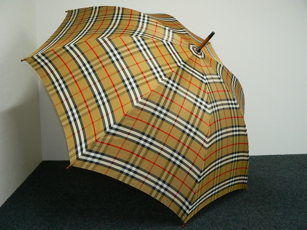 A8509 BURBERRY/バーバリー 紳士傘 USED美品 チェック 65cm 1円