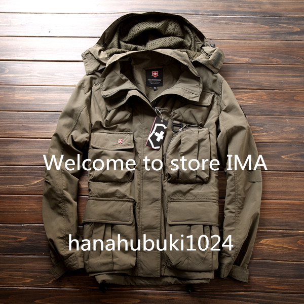 新入荷VICTORINOX OUTDOOR 多ポケットジャケット　軍緑XXL