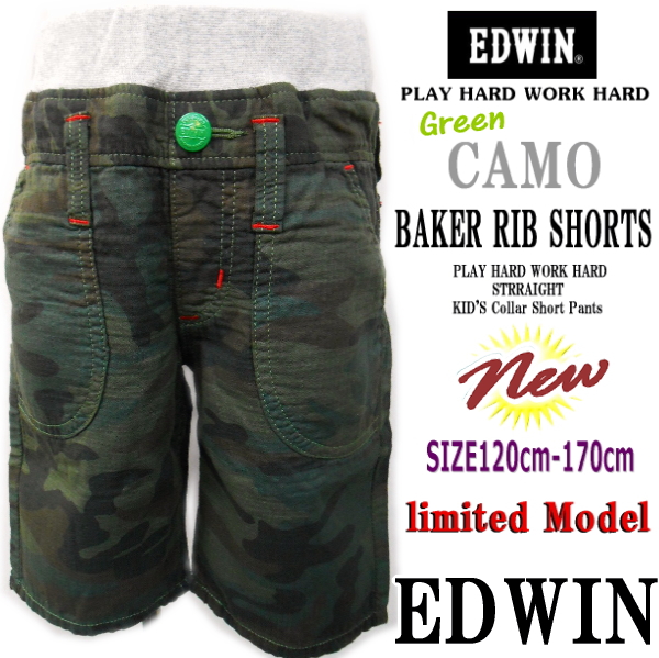 EDWIN【160】GN迷彩*Wガーゼ*迷彩カモフラハーフパンツ719ER-120