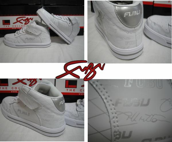 新品B系HIPHOP悪羅悪羅フブFUBUMIDカットスニーカー白×銀28.5㌢