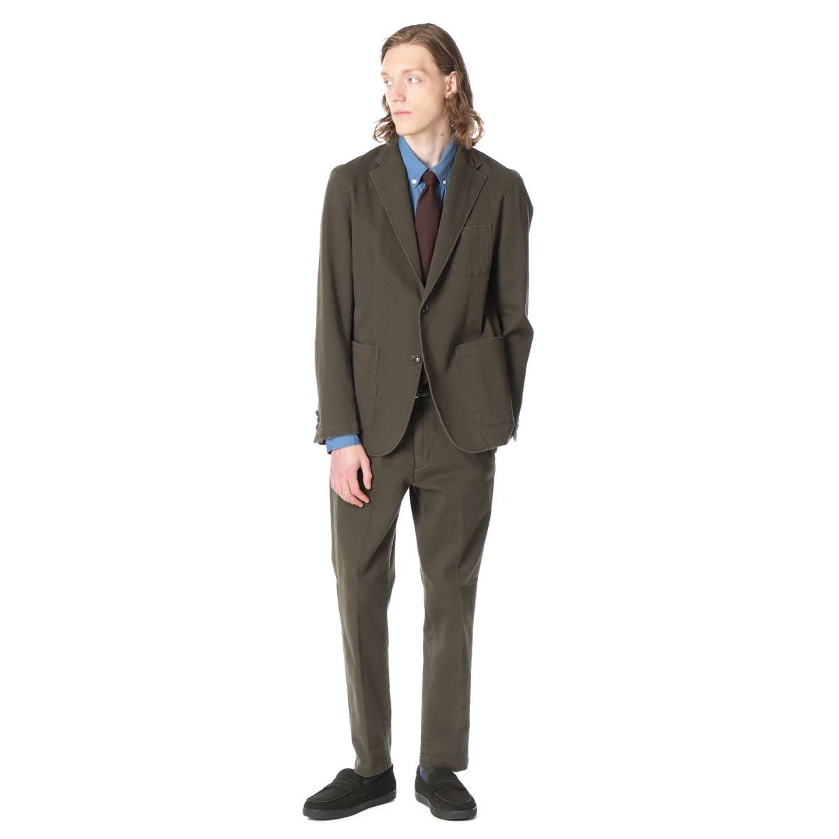 SOPHNET. WASHED STRETCH COTTON DRILL 2BUTTON JACKET ￥53，900(税込) WASHED STRETCH COTTON DRILL SLIM FIT SLACKS ￥28，600(税込) 