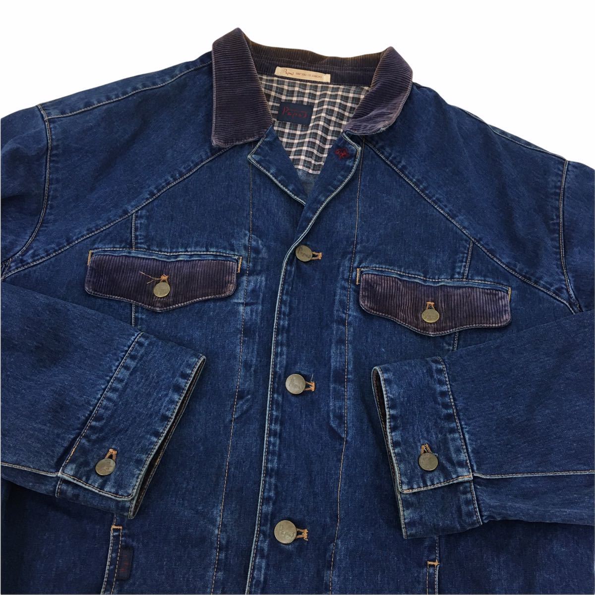 H347 人気 Papas パパス 長袖 デニムジャケット ジャケット Gジャン 