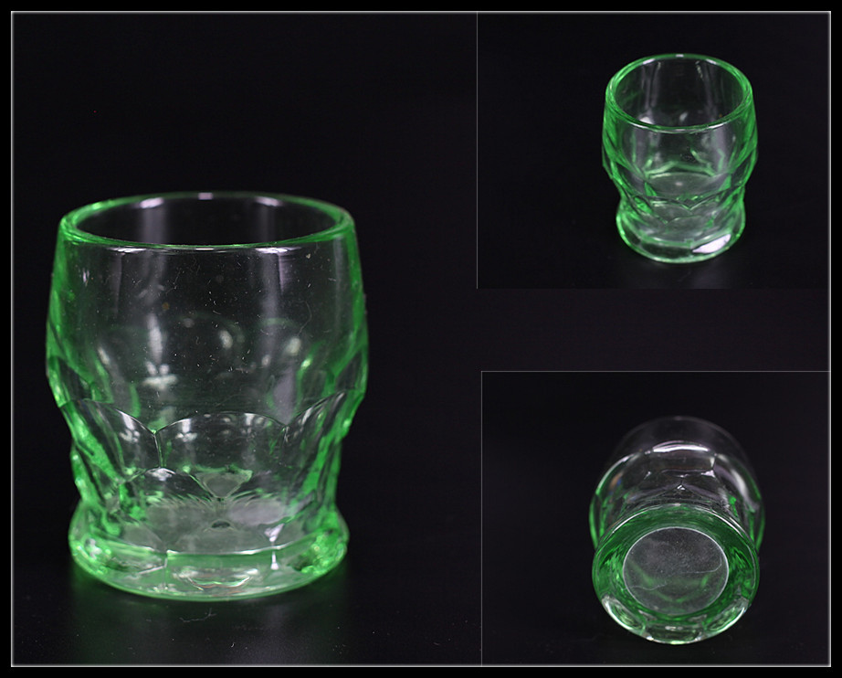 P0498 大正昭和期 ウランガラス 猪口 盃／状態いい美品＾－＾！r |