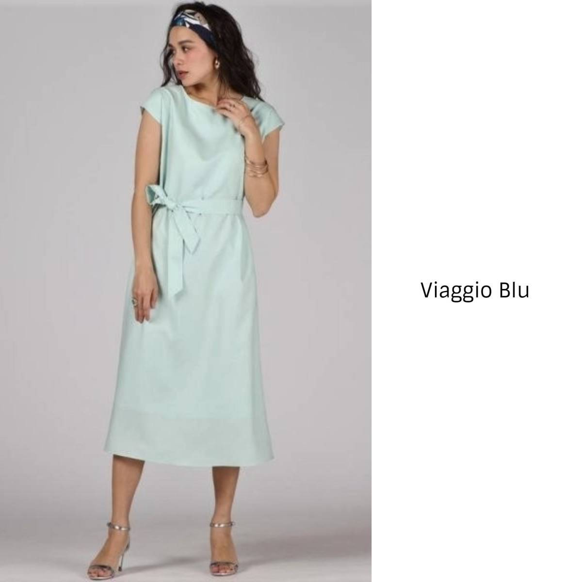 新品☆3.1万☆ビアッジョブルー Viaggio Blu☆バックパーツベルト付きワンピース 3サイズ 日本製☆A-O 4843