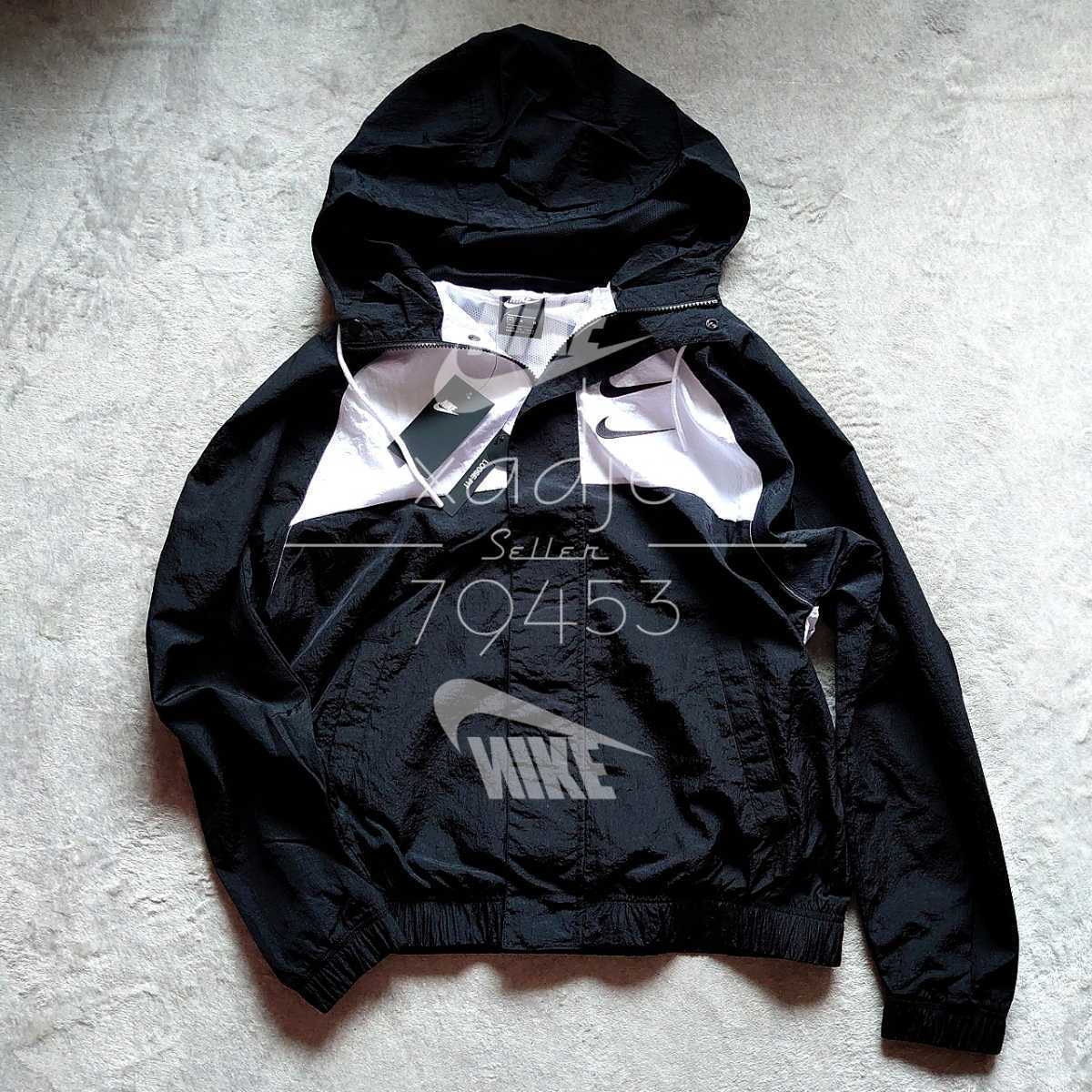 新品 正規品 NIKE ナイキ パーカー ウィンドブレーカー 黒 白 グレー 赤 ビッグスウッシュ SWOOSH バックプリント ゆるめ L