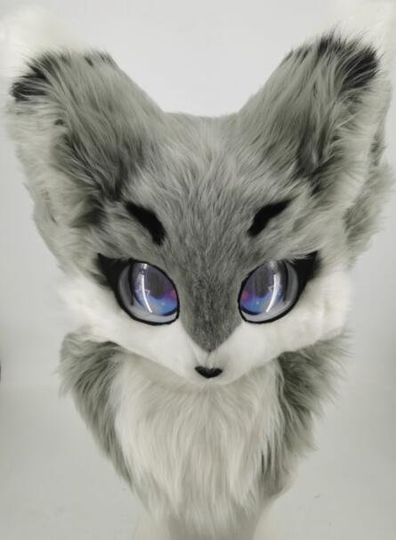 ★新作 ハンドメイド オリジナル 自作 灰色 長いファーヘッド 可愛い ケモノ fursuit 着ぐるみ コスプレ 一つだけ★